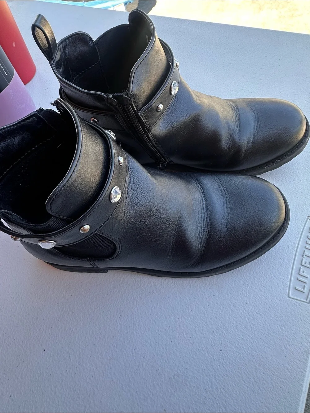 The Children's Place Black Girls' Ankle Boots with Stud Accents